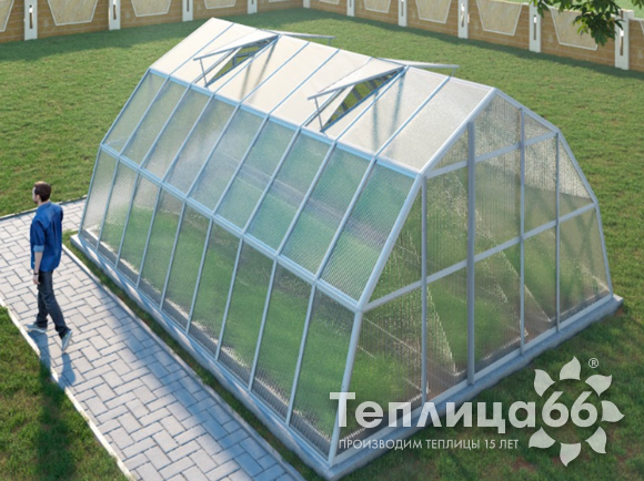 Теплица Рада Иткуль из поликарбоната, 4,5х6 метров, белая